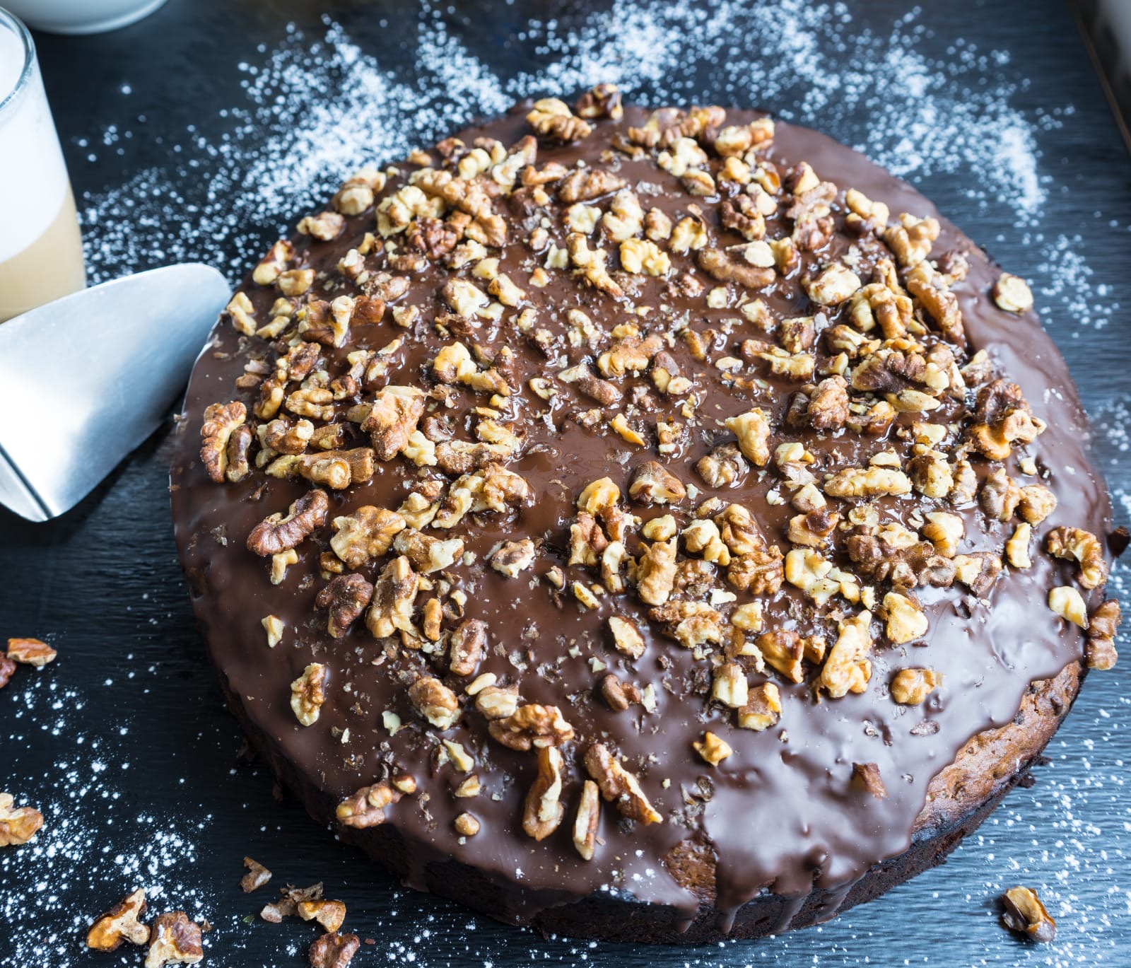 Plant-based chocolate walnut cake made by Judith Eichler